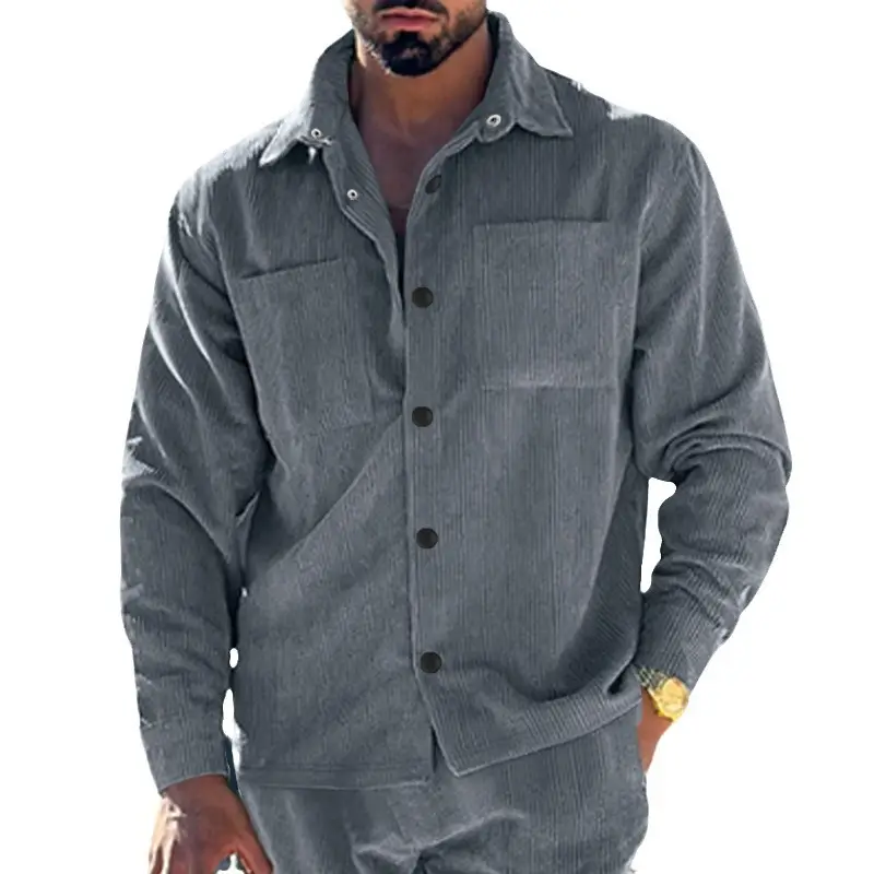 Men's Slim Fit Corduroy Shirt 2024 Multi Color - Image 5
