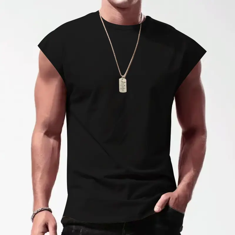 Men Sleeveless Vests Gray 2024 Summer Casual Wear — feature 11