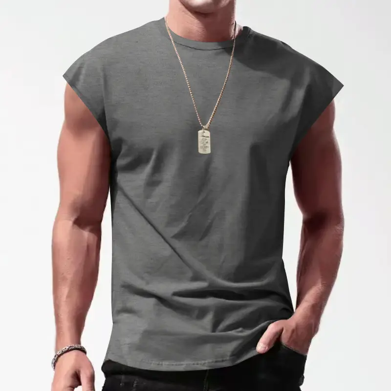 Men Sleeveless Vests Gray 2024 Summer Casual Wear — feature 14