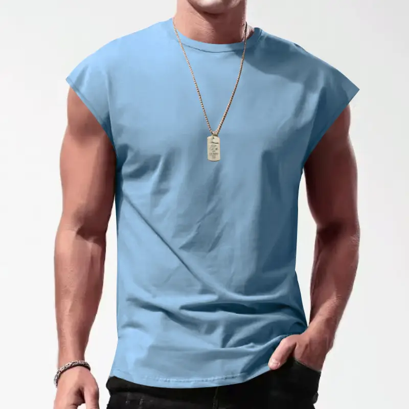 Men Sleeveless Vests Gray 2024 Summer Casual Wear — feature 5
