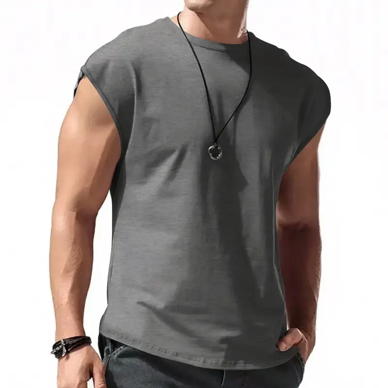 Men Sleeveless Vests Gray 2024 Summer Casual Wear - Image 6