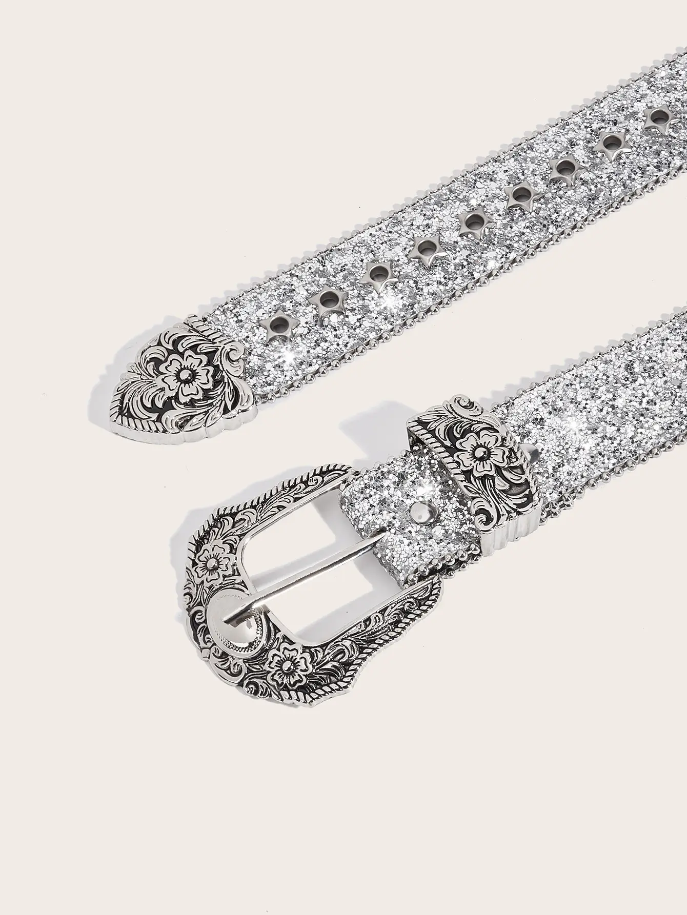 Silver Star Shining Belt for Women Vintage Decorative — feature 2