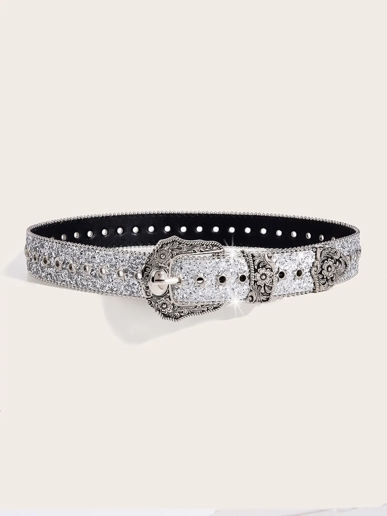 Silver Star Shining Belt for Women Vintage Decorative — feature 3