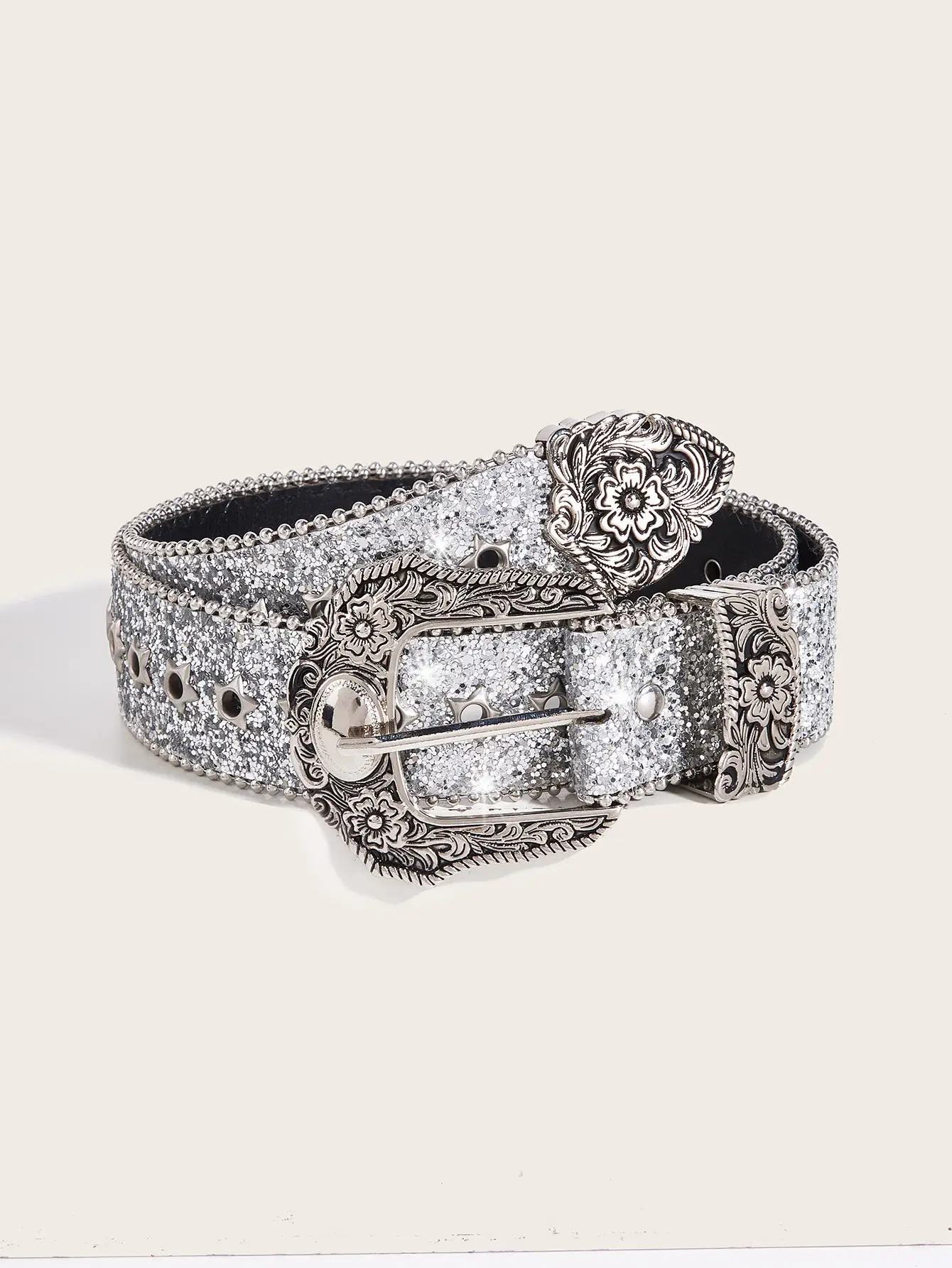 Silver Star Shining Belt for Women Vintage Decorative — feature 5