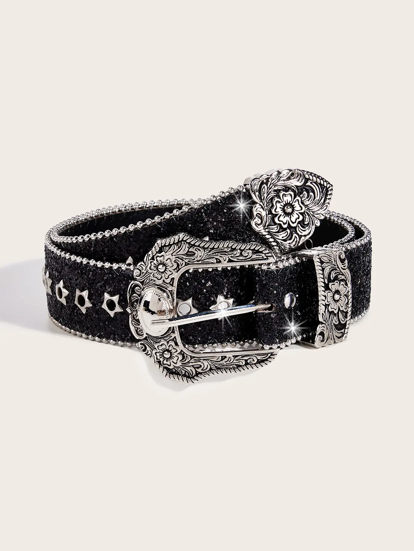 Silver Star Shining Belt for Women Vintage Decorative — feature 9