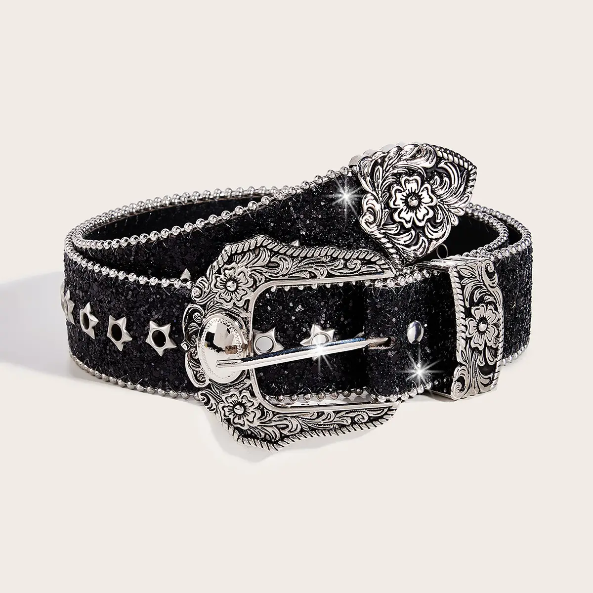 Silver Star Shining Belt for Women Vintage Decorative - Image 2