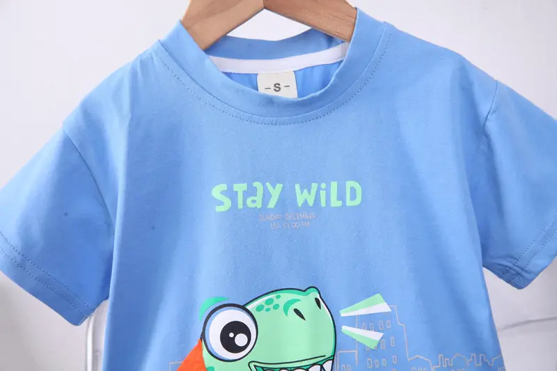 Children's 2Pc Short Sleeve T-Shirt & Shorts Set White Blue Summer 2024 — feature 14