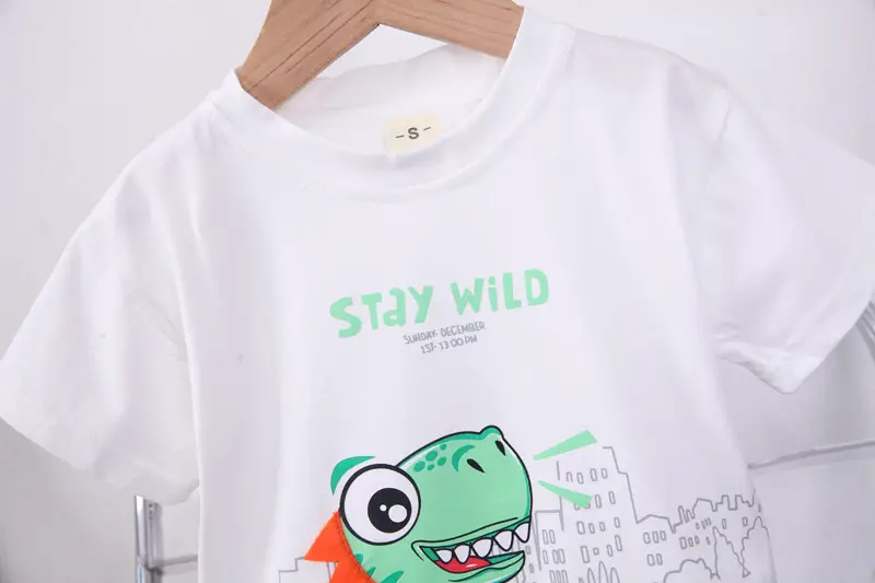 Children's 2Pc Short Sleeve T-Shirt & Shorts Set White Blue Summer 2024 — feature 4