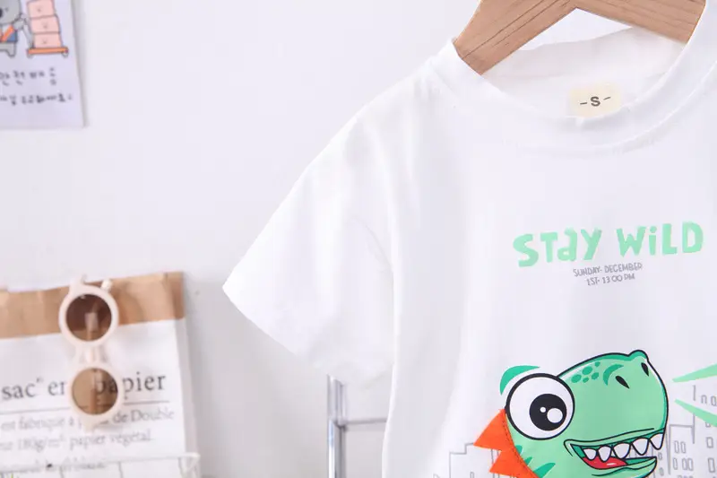 Children's 2Pc Short Sleeve T-Shirt & Shorts Set White Blue Summer 2024 — feature 6