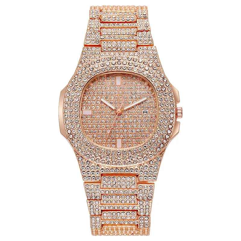 Gypsophila Rhinestone Quartz Watch for Men Women Full Diamond Belt - Image 2