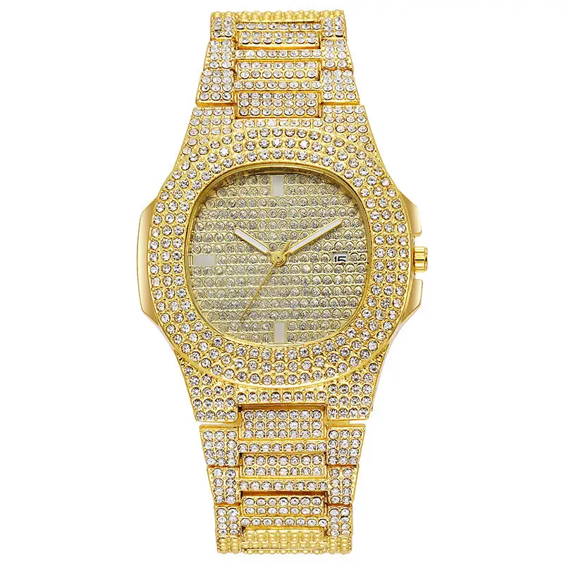 Gypsophila Rhinestone Quartz Watch for Men Women Full Diamond Belt - Image 4