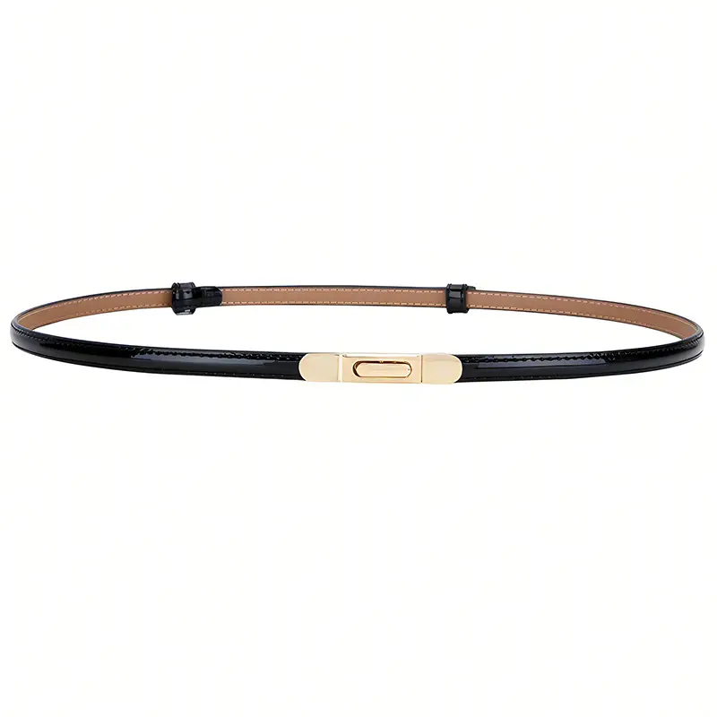 Women's Thin Leather Belt with Gold Clasp