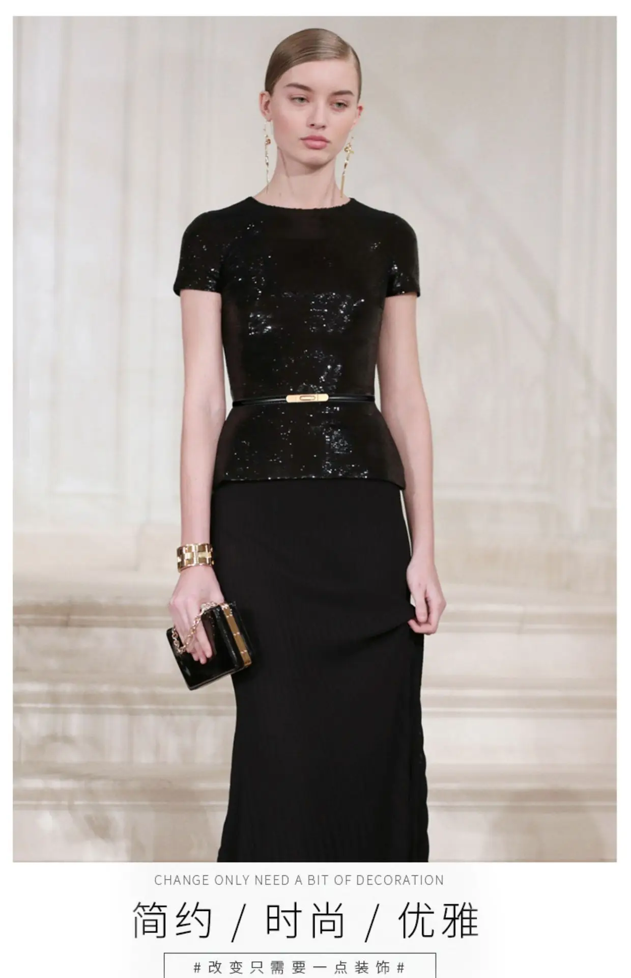 Women's Thin Leather Belt with Gold Clasp — feature 2
