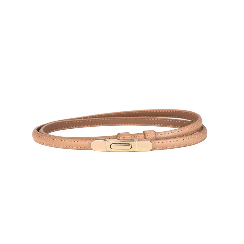 Women's Thin Leather Belt with Gold Clasp