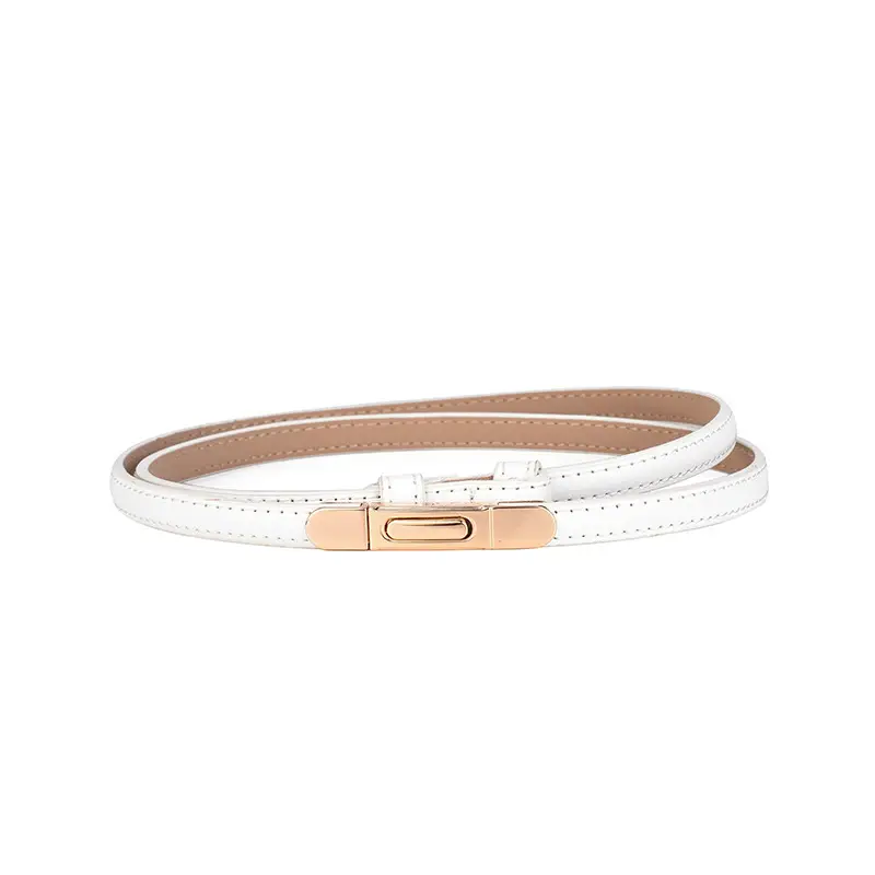 Women's Thin Leather Belt with Gold Clasp