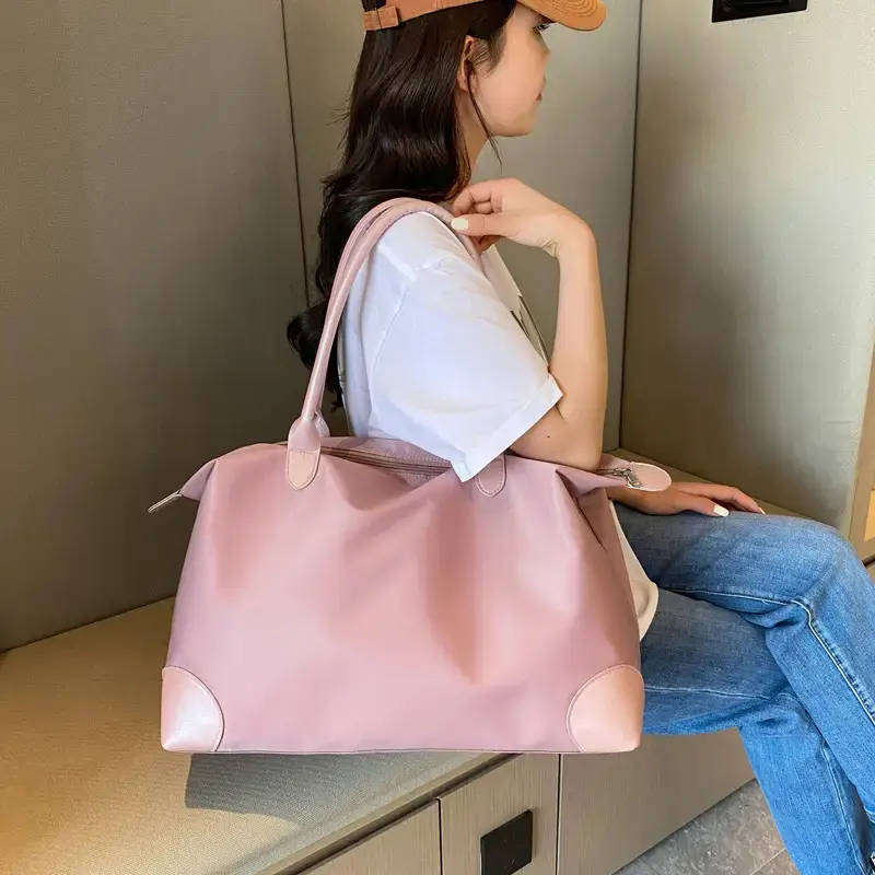 Women's Pink Waterproof Shoulder Bag Large Capacity - Image 10