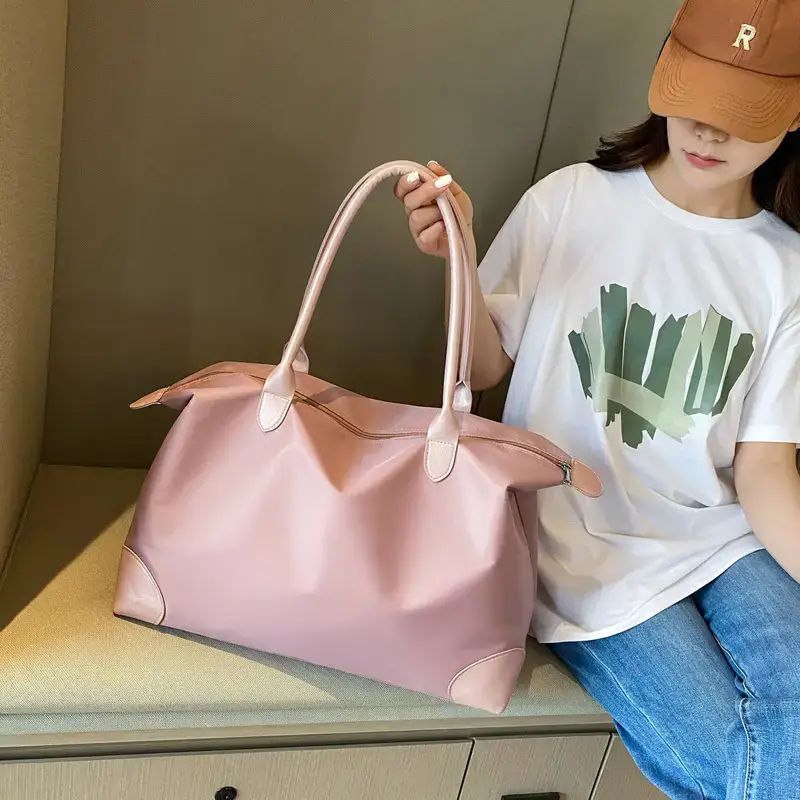 Women's Pink Waterproof Shoulder Bag Large Capacity - Image 6
