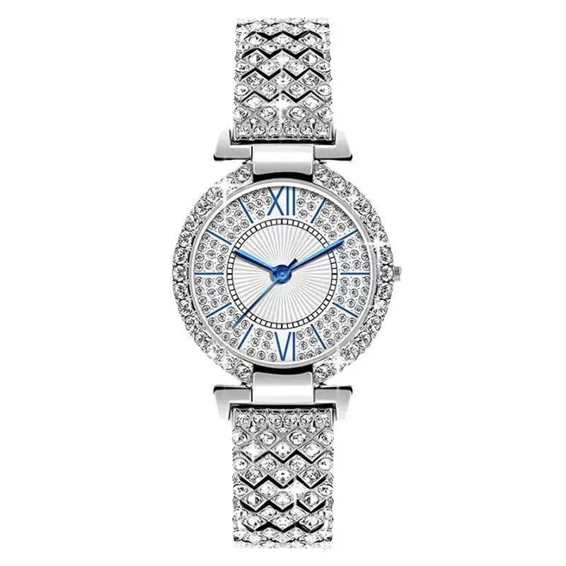 Gold Full Diamond Women's Quartz Watch with Bracelet - Image 8