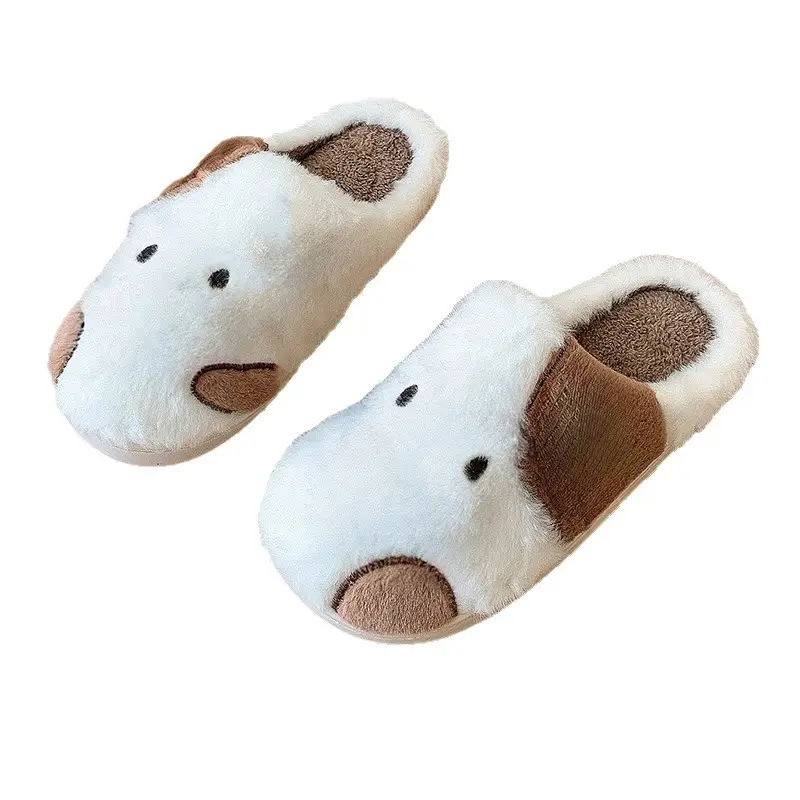 Source Factory Cartoon Cute Little Dog Cotton Slippers for Autumn and Winter Home Use, Warm and Non-Slip Plush Cotton Slippers, Direct Supply Wholesale