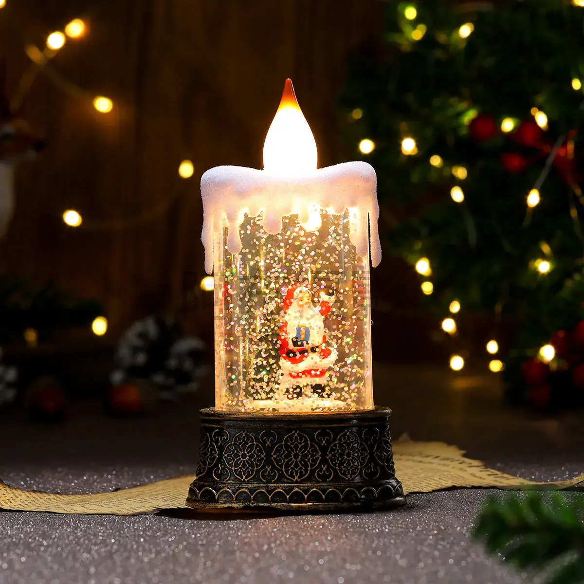 Christmas Water Injection Candle Lamp with LED Light - Image 2