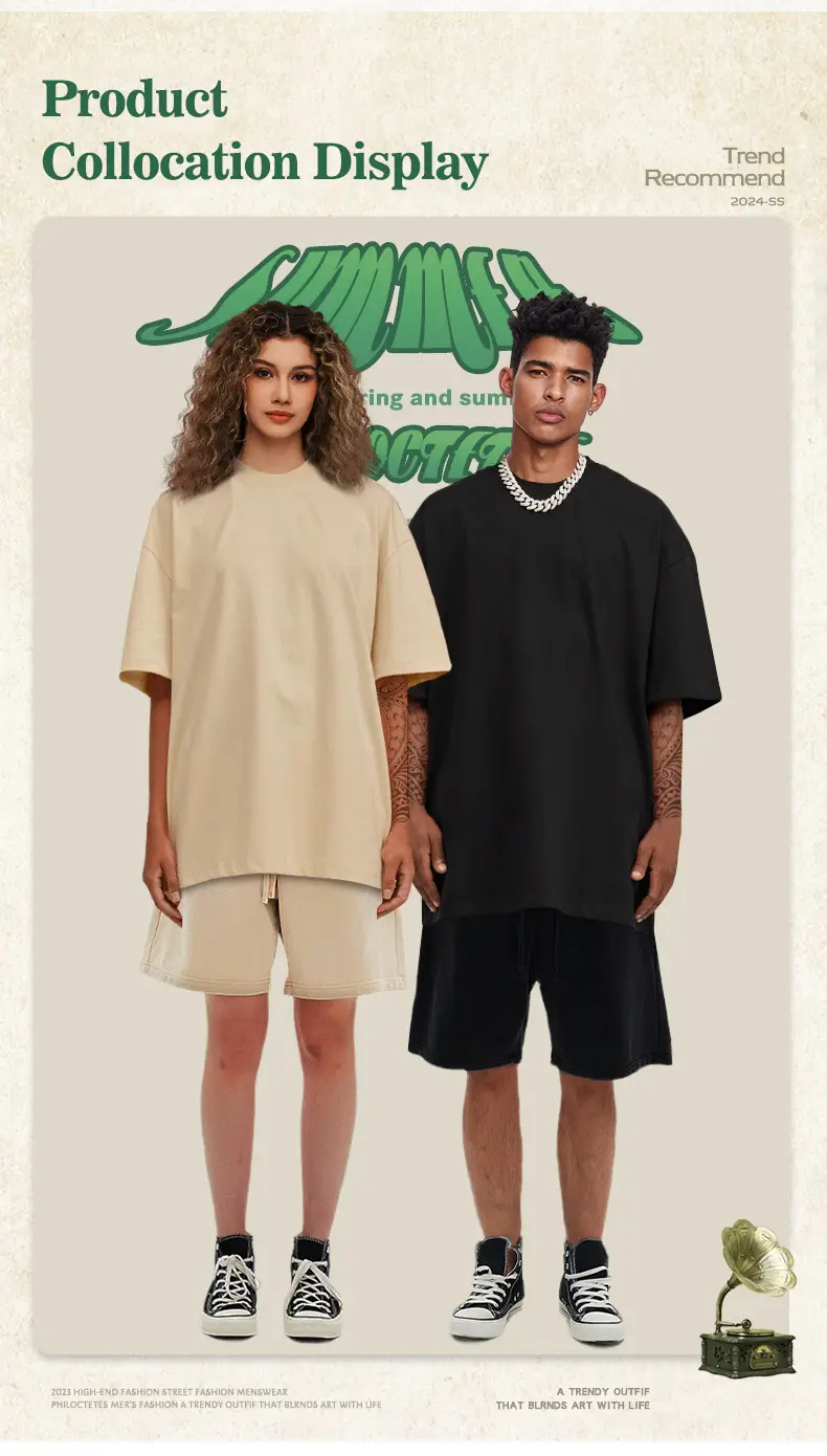 White 305g Cotton Short Sleeve T-Shirt for Men Women — feature 4