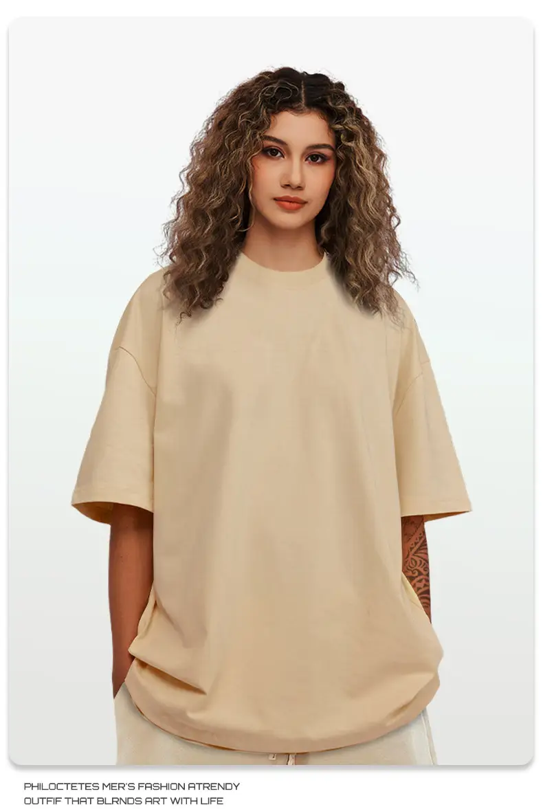 White 305g Cotton Short Sleeve T-Shirt for Men Women — feature 7