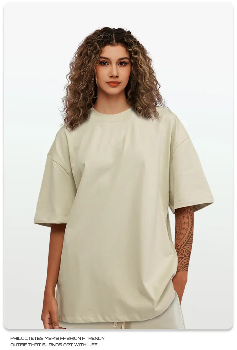 White 305g Cotton Short Sleeve T-Shirt for Men Women — feature 9