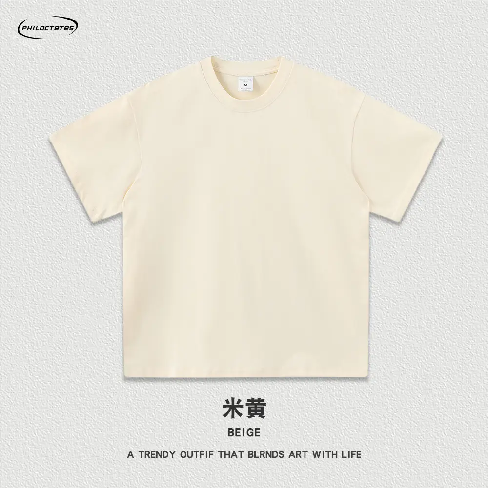 White 305g Cotton Short Sleeve T-Shirt for Men Women - Image 3