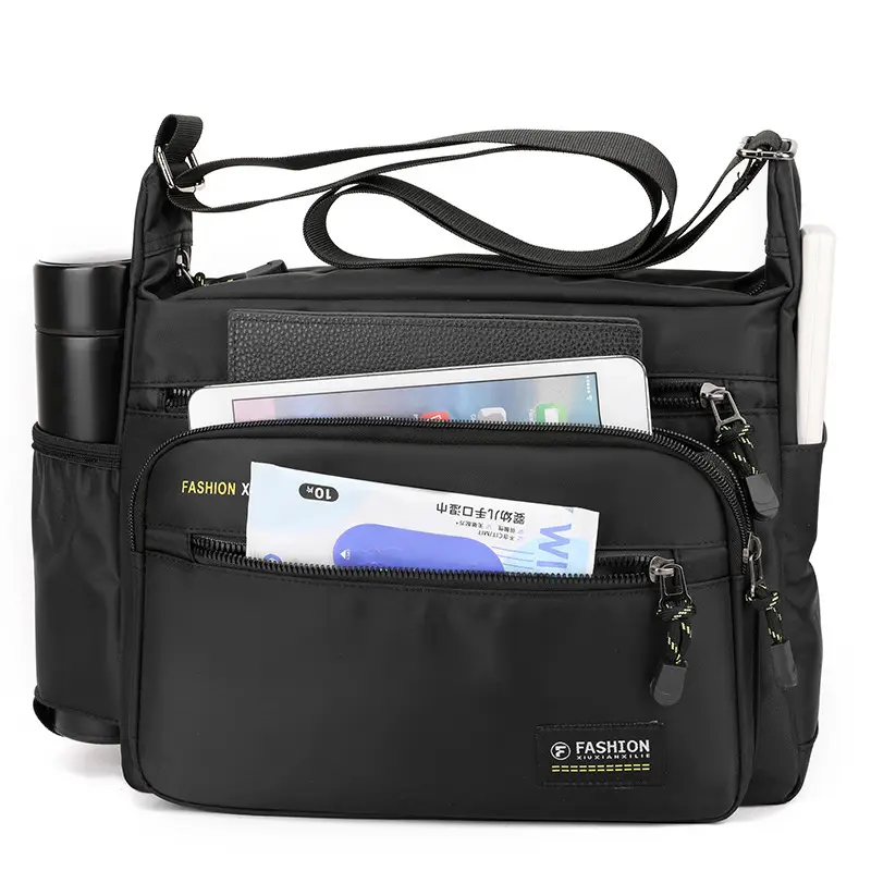 Men's High-end Crossbody Bag Large Capacity Black - Image 6