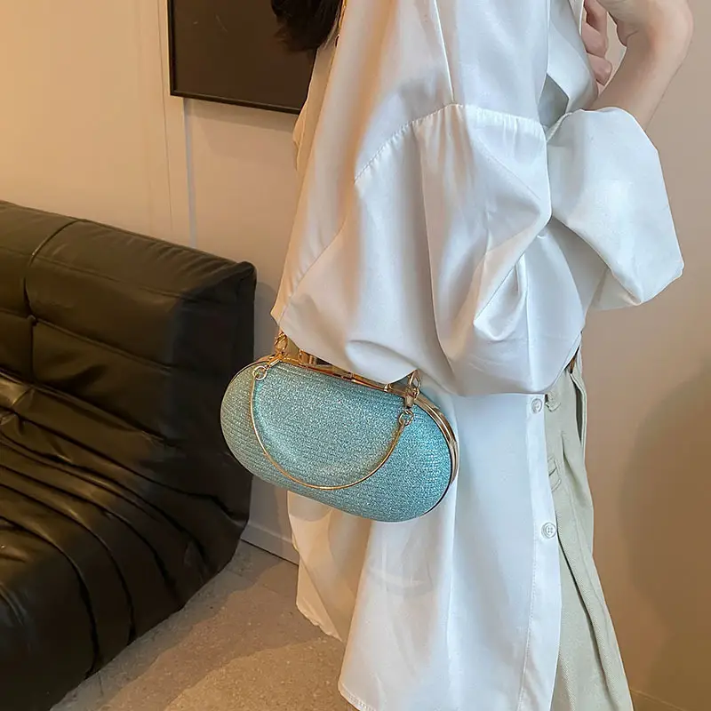 2024 Black Textured Shoulder Crossbody Bag with Gold Chain - Image 8