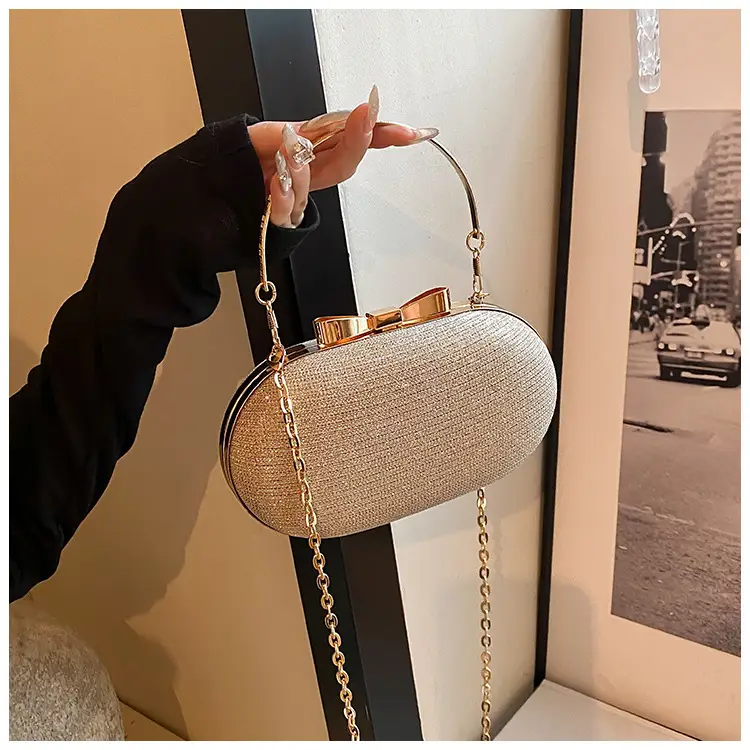 2024 Black Textured Shoulder Crossbody Bag with Gold Chain — feature 19