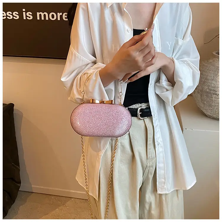 2024 Black Textured Shoulder Crossbody Bag with Gold Chain — feature 23