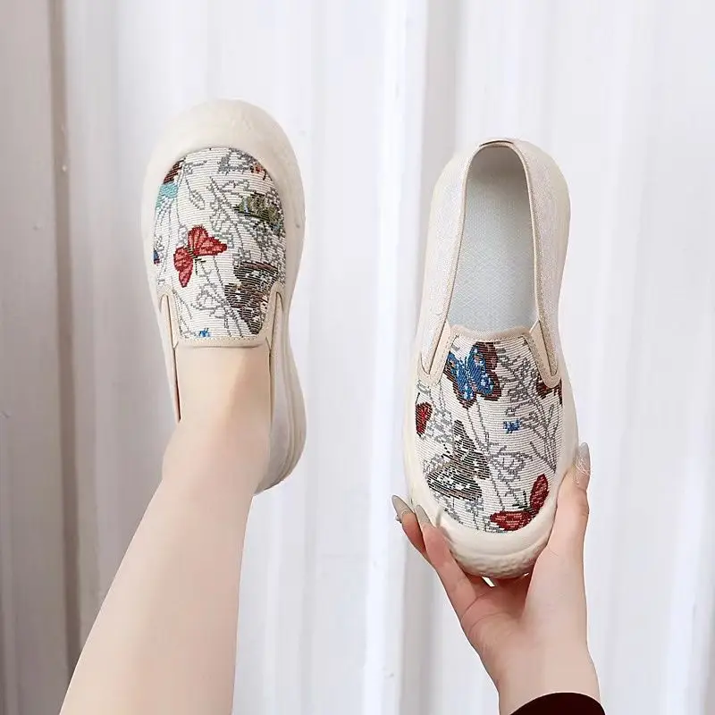 2026 Spring and Autumn New Style Women's Fashionable Versatile Casual Breathable Canvas Shoes Slip-On Loafers