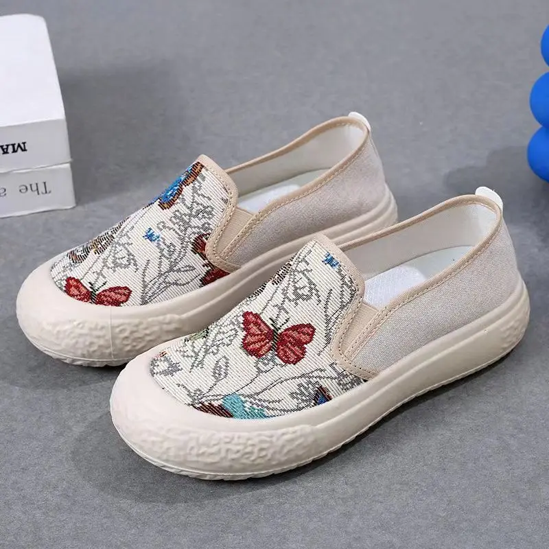 2026 Spring and Autumn New Style Women's Fashionable Versatile Casual Breathable Canvas Shoes Slip-On Loafers