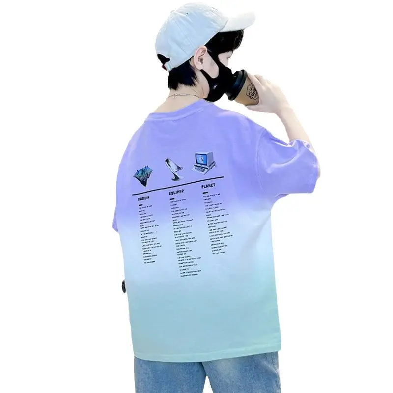 Kids Cotton Tie-Dye T-Shirt Blue Mid Big - Image 7
