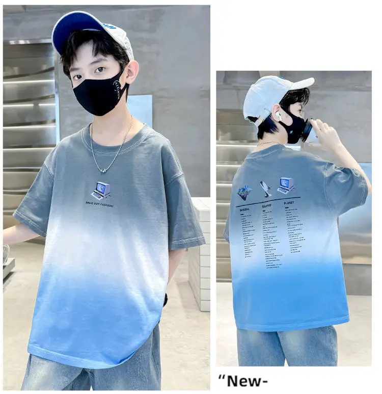Kids Cotton Tie-Dye T-Shirt Blue Mid Big — feature 16
