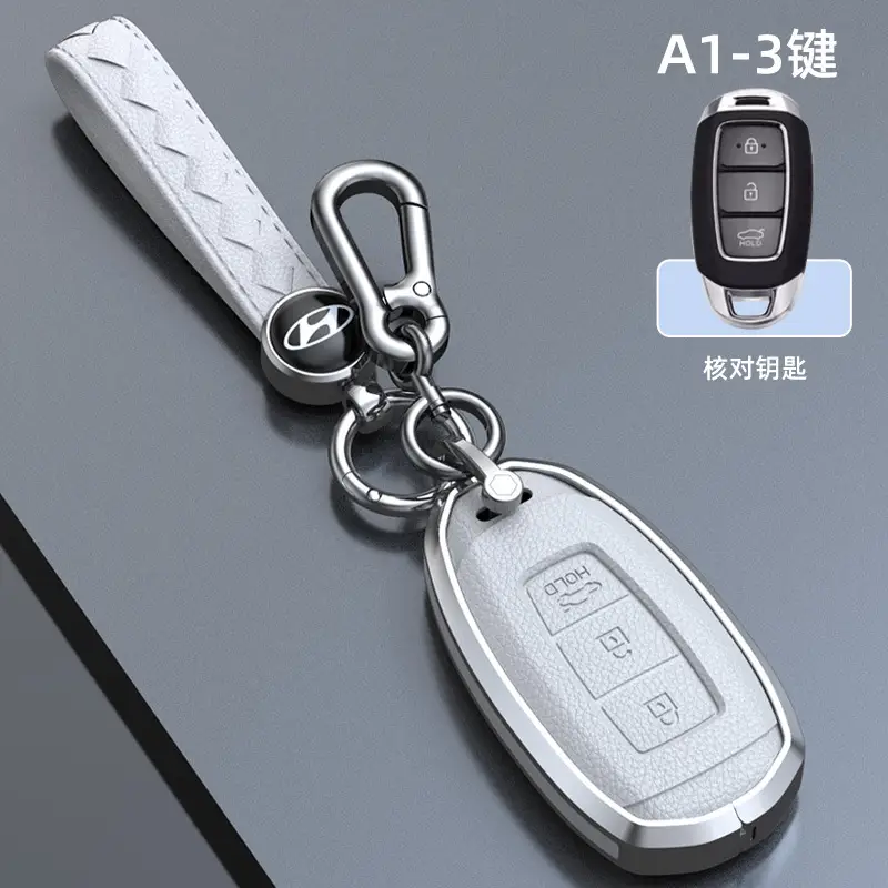 Suitable for Hyundai Elantra Name Figure Sonata Ten Festa ix35 Shengda ix25 Car Leather Key Case Buckle