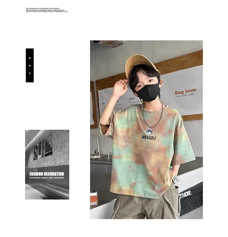 Hello! Cartoon Print Boys Cotton Summer T-Shirt — feature 10