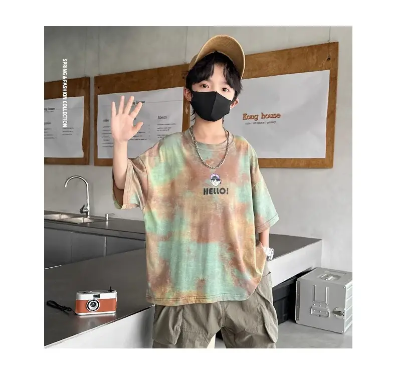 Hello! Cartoon Print Boys Cotton Summer T-Shirt — feature 11