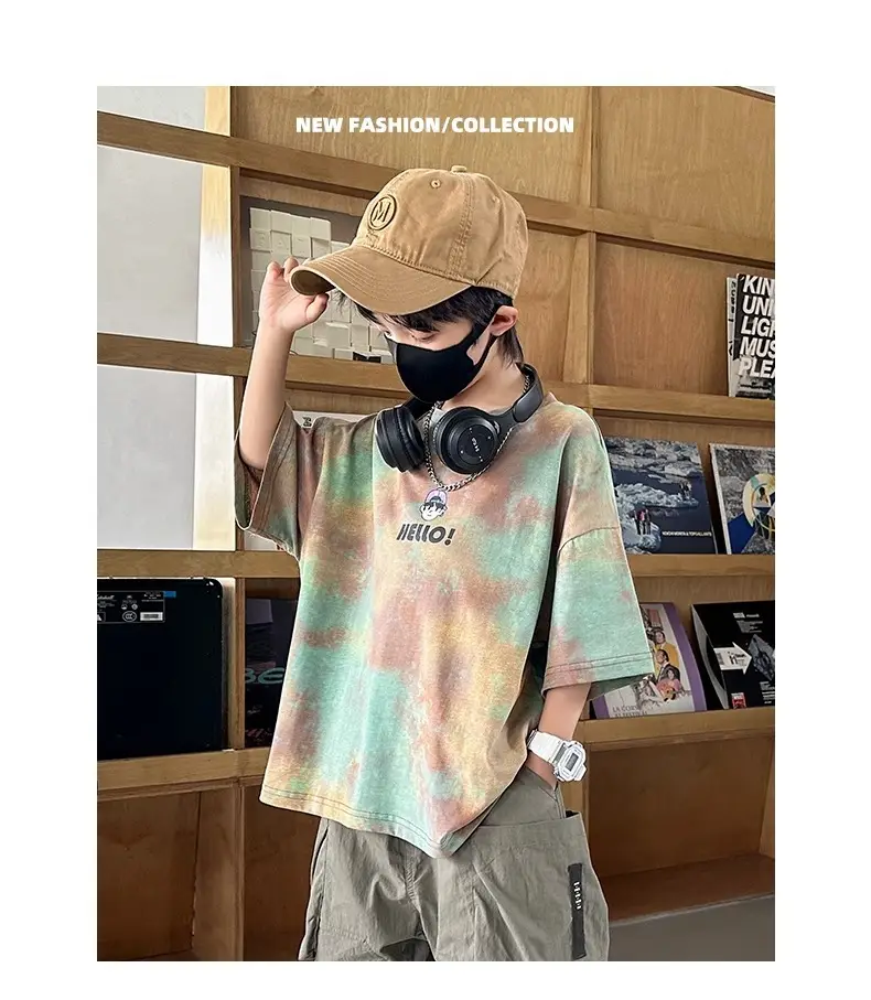Hello! Cartoon Print Boys Cotton Summer T-Shirt — feature 15