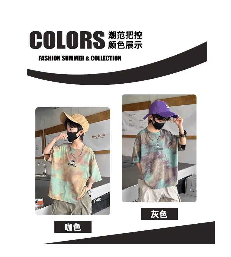 Hello! Cartoon Print Boys Cotton Summer T-Shirt — feature 4