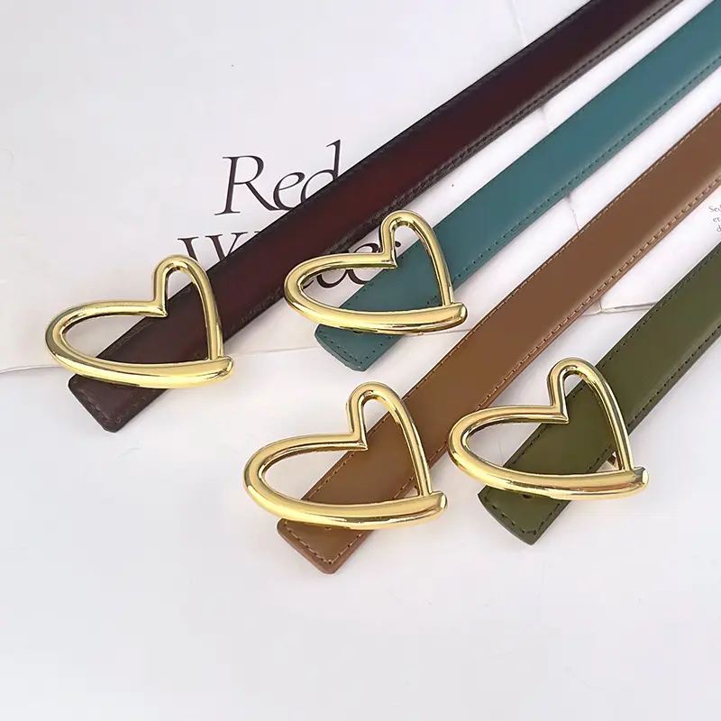 Love Heart Buckle Leather Belt for Women - Image 27
