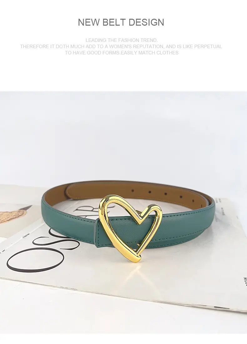 Love Heart Buckle Leather Belt for Women — feature 13