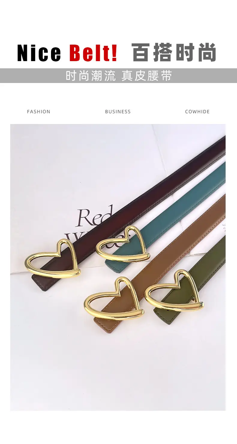 Love Heart Buckle Leather Belt for Women — feature 4