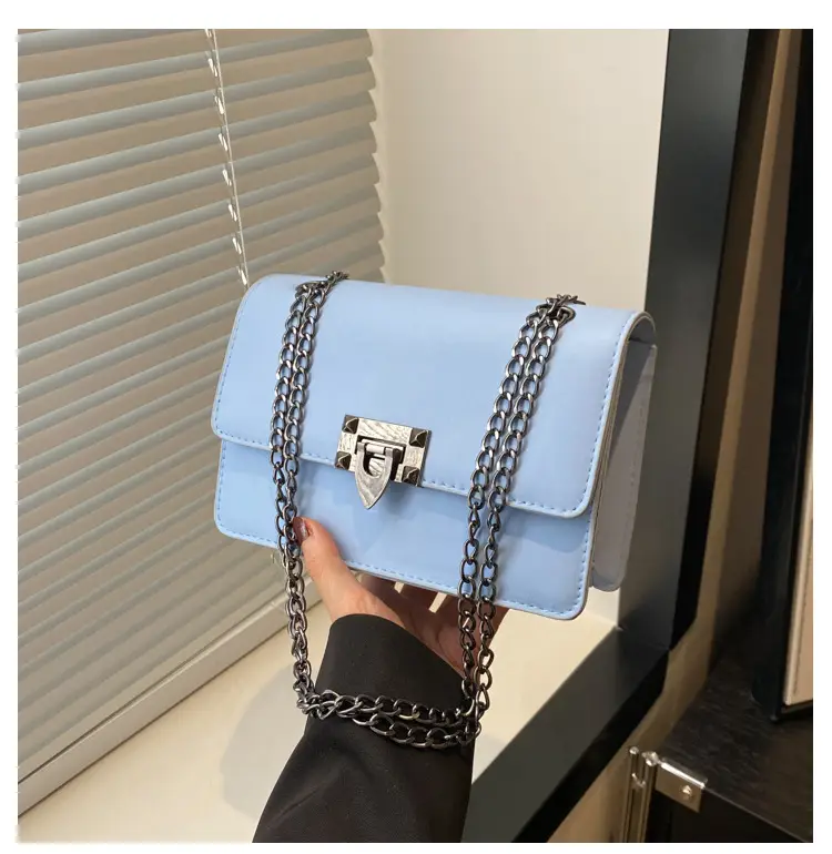 Light Blue Lock Chain Crossbody Bag for Women — feature 20