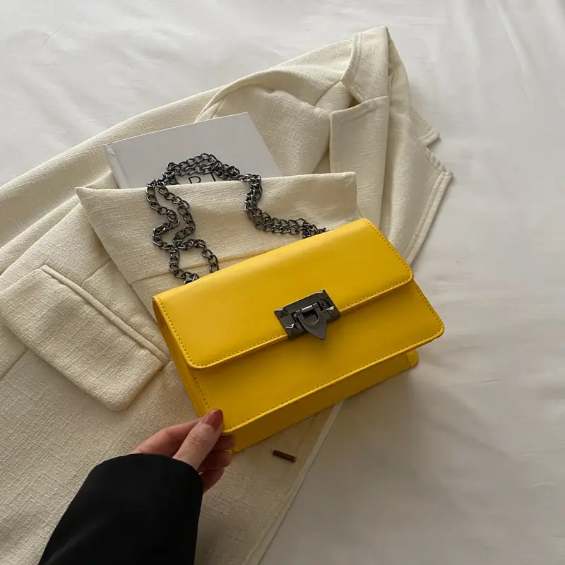 Light Blue Lock Chain Crossbody Bag for Women - Image 3