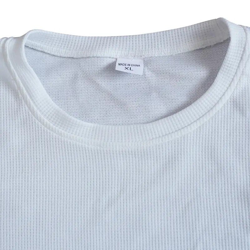 Men's Black Heavy Waffle Long Sleeve Round Neck Sweatshirt — feature 7