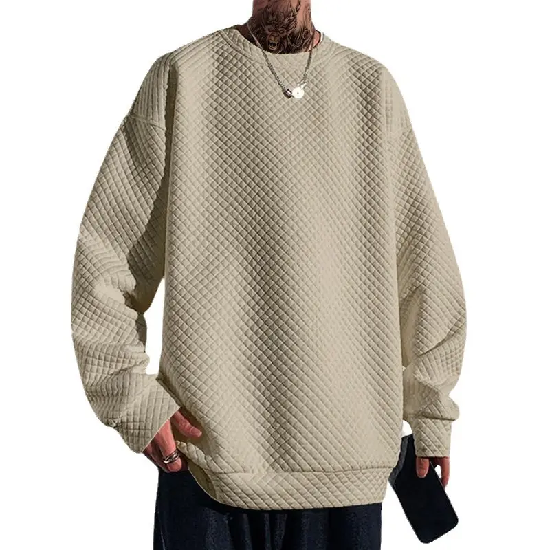 Men's White Knitted Square Neck Pullover Long Sleeve Casual Wear - Image 7