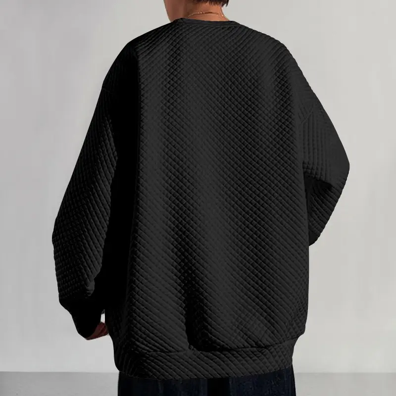 Men's White Knitted Square Neck Pullover Long Sleeve Casual Wear — feature 10