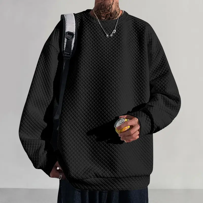 Men's White Knitted Square Neck Pullover Long Sleeve Casual Wear - Image 3